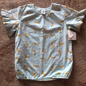 Banana Print Ruffle Sleeve Dress